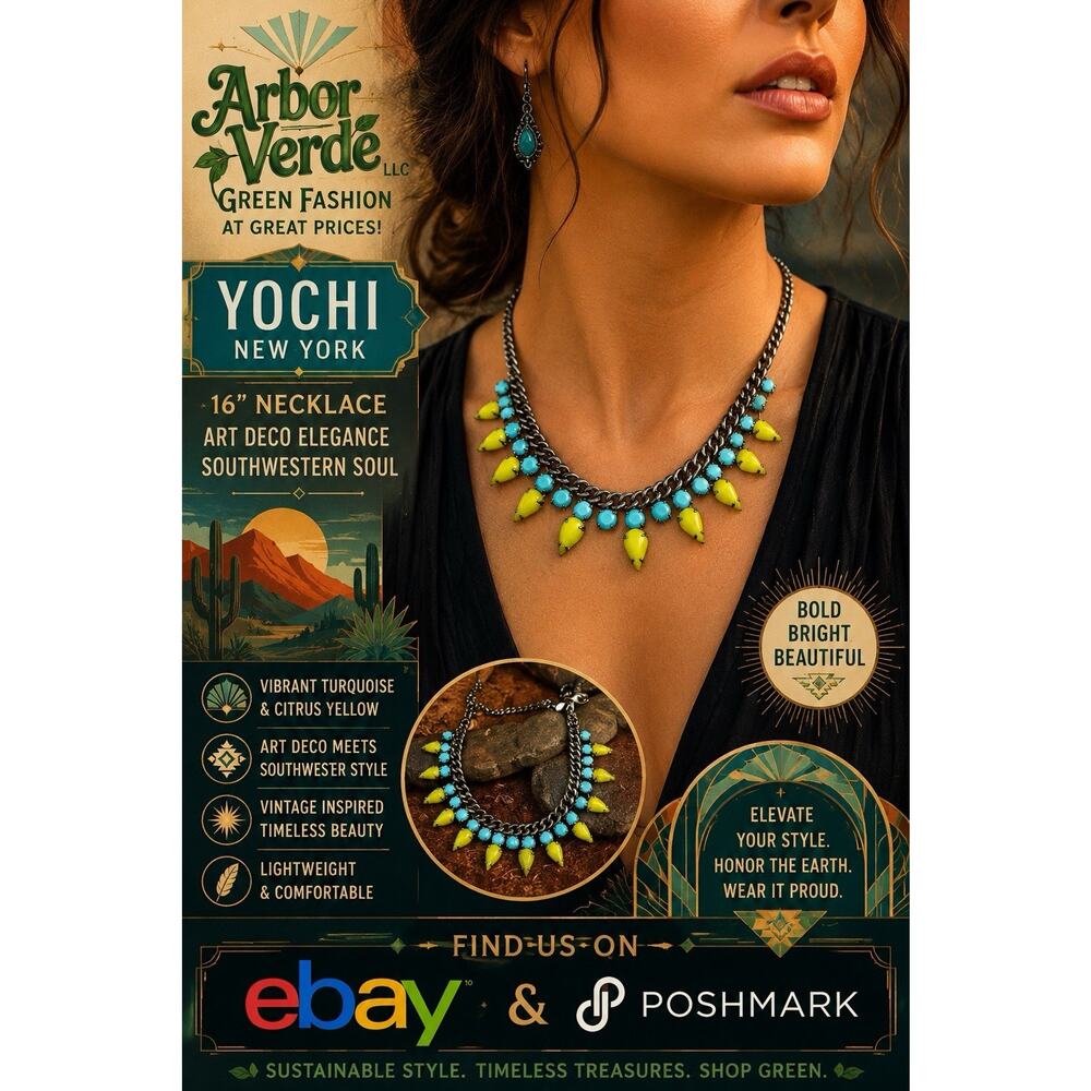 Yochi NY necklace Statement Blue yellow